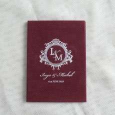 Gold Mirror Invitation Card With Velvet Holder Foiling Printing Wine Red